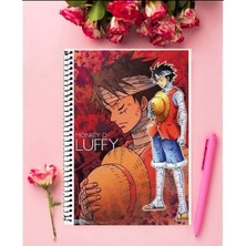  Monkey D Luffy Anime Defter 1 Adet Özel Tasarım A4 Boyutu 21X29 cm  Telli Çizgili Defter