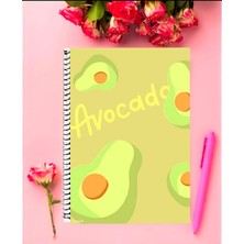 Avokado (Acocado) Defter 1 Adet Özel Tasarım A4 Boyutu 21X29 cm Telli Çizgili