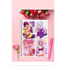 Anime And Your World No Game No Life Anime Defter 1 Adet Özel Tasarım A4 Boyutu Telli Kareli Defter 21X29 cm