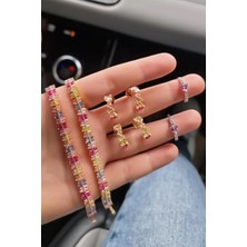 MorMajor Silver Ithal Baget Gökkuşağı Madi Rose Gümüş Bileklik