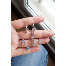 MorMajor Silver Tekli Ithal Çapraz x Neza Mini Halka Gümüş Küpe