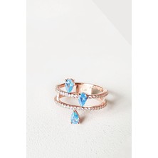 MorMajor Silver Ithal Aqua Damla Fancy Kesim Gümüş Yüzük