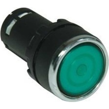 Emas MB100FY MB Serisi Plastik 1no Yaylı Kalıcı Yeşil 22 mm Buton