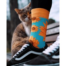 Jiggle Wiggles Jiggles Wiggles - Ayçiçeği Desenli Çorap – Özel Tasarım Pamuklu Uzun Çorap Modeli, Eğlenceli - Renkli Desenli Unisex Çorap