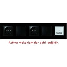 Arvehu Electric Asfir Schneider Asfora Serisine Özel Beşli Parlak Siyah Pleksiglas Anahtar Priz Çerçevesi