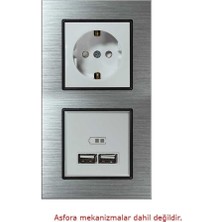 Arvehu Electric Asfir Schneider Asfora Serisine Özel Ikili Gümüş Alüminyum Dikey Anahtar Priz Çerçevesi