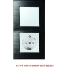 Arvehu Electric Asfir Schneider Asfora Serisine Özel Ikili Siyah Alüminyum Dikey Anahtar Priz Çerçevesi