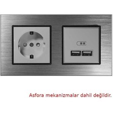 Arvehu Electric Asfir Schneider Asfora Serisine Özel Ikili Gümüş Alüminyum Anahtar Priz Çerçevesi