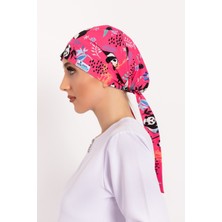 Nur Medikal Giyim Pembe Panda Desenli Tesettür Doktor Hemşire Hastane Aşçı Cerrahi Bone