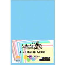 Artlantis Mavi Renkli A-4 Fotokopi Kağıdı 25 Li 1 Paket Artlantis Fotokopi Renkli A4 Kağıdı