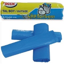 Ögem Battal Boy Çöp Poşeti 75x90 cm 10 Lu Rulo x 50 Paket = 500 Adet Mavi