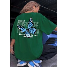 Amor Man Büyük Beden Kelebek Sırt Baskılı Pamuk Oversize Kadın T-Shirt