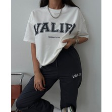 Amor Man Özel Tasarım Bisiklet Yaka Valırı Baskılı %100 Pamuk Kısa Kollu Yazlık Kadın Eşofman Takımı