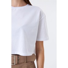 Trendy Sen Kadın Crop Top Beyaz