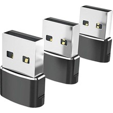 Comely 3 Adet Tip-C 3.1-Usb 2.0 Dönüştürücü Adaptör Kadından Erkek Telefonlar Için Siyah (Yurt Dışından)