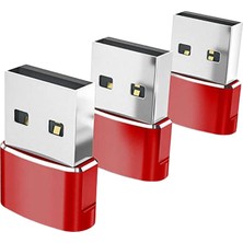 Comely 3x Tip-C 3.1 Ila USB 2.0 Dönüştürücü Adaptör Dizüstü Kırmızı Için Kararlı Performans (Yurt Dışından)