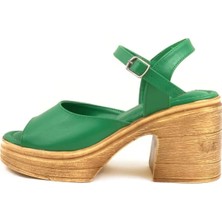 Preshley Kadın Divo Yeşil Ortopedik Iç Taban Platform Topuk Sandalet