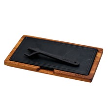 Lava Döküm Ahşap ve Döküm Demir Hot Plate Servis Tahtası. Ölçü 16X30CM.