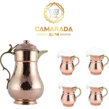 Camarada Avm Bakır Sürahi 2 Litre , 4 x Ayran Bardagı Komple Set