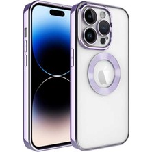 Heptek İletişim Apple  iPhone 14 Pro Max Kılıf Kamera Lens Korumalı Logo Gösteren Arkası Şeffaf Parlak Kenarlı Kapak  (Omega)