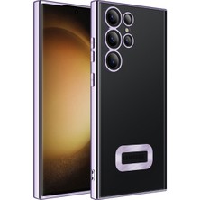 Heptek İletişim Samsung Galaxy S23 Ultra Kılıf Kamera Lens Korumalı Logo Gösteren Arkası Şeffaf Parlak Kenarlı Kapak  (Omega)