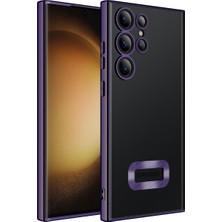 Heptek İletişim Samsung Galaxy S23 Ultra Kılıf Kamera Lens Korumalı Logo Gösteren Arkası Şeffaf Parlak Kenarlı Kapak  (Omega)