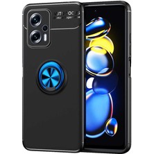 Case 4U Xiaomi Redmi Note 12 Pro 5G Kılıf Autofocus Shockprof Ravel Yüzüklü Standlı Slikon Kapak Siyah - Mavi