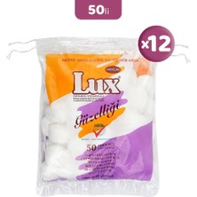 50'li x 12 Adet Lux Top Makyaj Pamuğu, Günlük Kullanım için İdeal Hijyenik Pamuk Topları