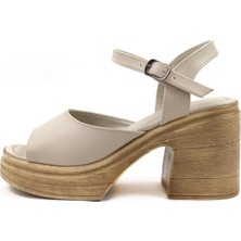 Preshley Kadın Divo Bej Ortopedik Iç Taban Platform Topuk Sandalet