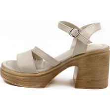 Preshley Kadın Ceylo Bej Ortopedik Iç Taban Platform Topuk Sandalet