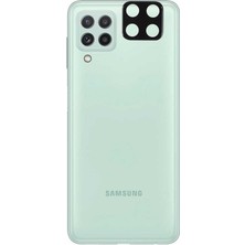 Heptek İletişim Samsung Galaxy A22 4g Kamera Lens Koruyucu Siyah Çerçeveli Kavisli Korunaklı (3d-Glass)