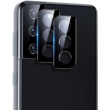 Heptek İletişim Samsung Galaxy S21 Kamera Lens Koruyucu Siyah Çerçeveli Kavisli Korunaklı (3d-Glass)