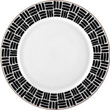 Karaca Monstera Porselen Ekose Çizgili Servis Tabağı 27 cm