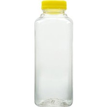 Güvenç Ambalaj 144 Adet - 500 ml Boş Şeffaf Köşeli Meyve Suyu Şişesi - Sarı Kapaklı