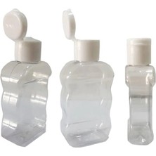 Güvenç Ambalaj 100 Adet - 50ML Boş Yassı Şeffaf Pet Şişe, Açmalı Kapaklı Plastik Şişe