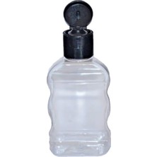 Güvenç Ambalaj 100 Adet - 50ML Boş Yassı Şeffaf Pet Şişe, Siyah Açmalı Kapaklı Plastik Şişe