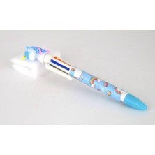 3A Mavi Unıcorn Başlıklı 6 Renkli Tükenmez Kalem