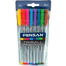 Pensan Triball 1.00 mm Tükenmez Kalem 8 Renk Set Ergonomik Tasarım ile Konforlu Yazım