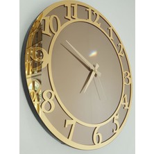 Ayna Denizi Golden Matris Bronze Model Altın Bronz Renk 50 Cm Dekoratif Aynalı Duvar Saati