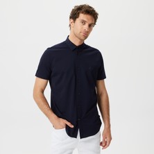 Nautıca Erkek Lacivert Slım Fıt Kısa Kollu Gömlek K35450T.4NV