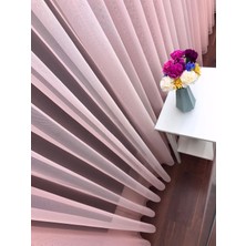 Evdepo Home Taç Pudra Düz Renk, Ekstraforlu Pilesiz Tül Perde Tek Kanat - 100 x 250 cm