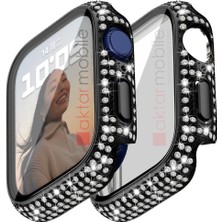 AktarMobile Apple Watch 7 8 45 mm Uyumlu Ekran Koruyucu & Kasa Koruma Full Taşlı Tasarım Işıltılı Görünüm