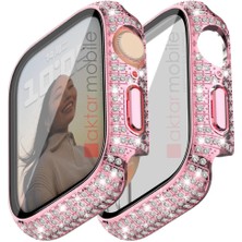 AktarMobile Apple Watch 7 8 45 mm Uyumlu Ekran Koruyucu & Kasa Koruma Full Taşlı Tasarım Işıltılı Görünüm