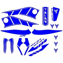 Gogomoto Yamaha MT07 2014 - 2017 Uyumlu Mavi Sticker Set