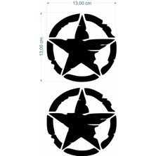 Gogomoto Army Yıldız 13 x 13 cm Siyah Sticker 2 Li