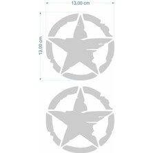 Gogomoto Army Yıldız 13 x 13 cm Gri Sticker 2 Li
