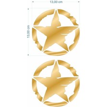 Gogomoto Army Yıldız 13 x 13 cm Gold Sticker 2 Li