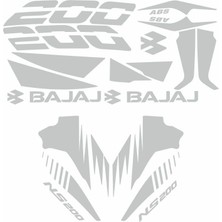 Gogomoto Bajaj Pulsar NS200 Uyumlu Beyaz Sticker Set