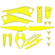 Gogomoto Yamaha MT07 2014 - 2017 Uyumlu Sarı Sticker Set