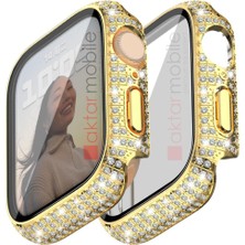 AktarMobile Apple Watch 7 8 41 mm Uyumlu Ekran Koruyucu & Kasa Koruma Full Taşlı Tasarım Işıltılı Görünüm